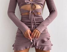 Трикотажна сукня з присбореною спідницею | PUSHKA SHOP