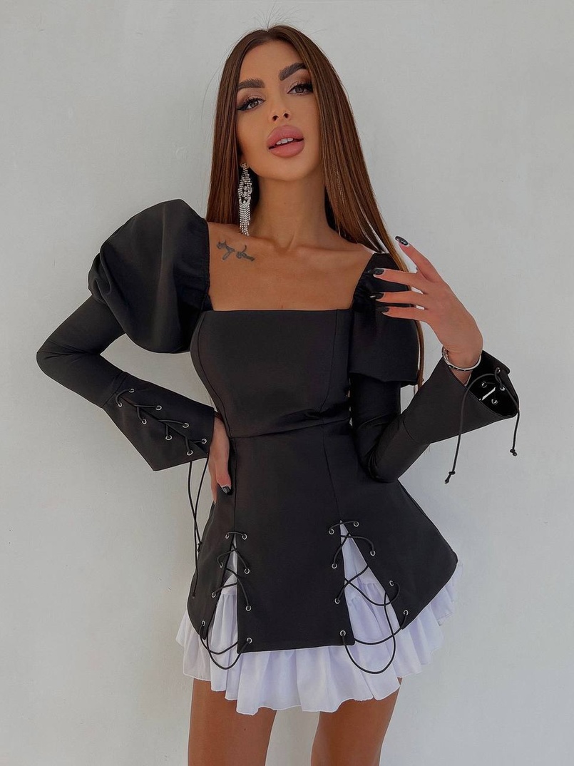 Сукня з об'ємними рукавами + спідниця з воланами | PUSHKA SHOP