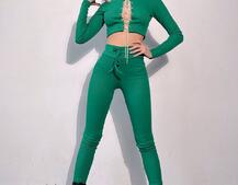 Костюм: легінси та топ з шнурівкою зі страз Костюм: легінси та топ з шнурівкою зі страз | PUSHKA SHOP