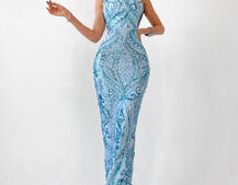 Блестящее платье-макси с узорами из пайеток Блестящее платье-макси с узорами из пайеток | PUSHKA SHOP