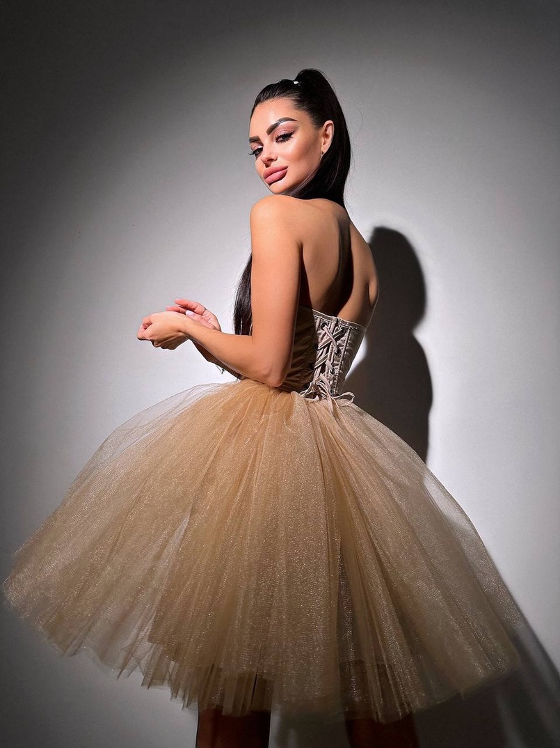 Комплект: корсет, декорований стразами + пишна фатинова спідниця Комплект: корсет, декорований стразами + пишна фатинова спідниця | PUSHKA SHOP