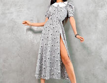 Шелковое платье со съёмным воротничком  | PUSHKA SHOP