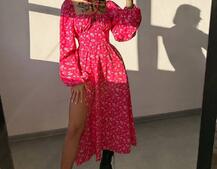 Улюблена сукня-міді зі шнурівкою на талії  | PUSHKA SHOP