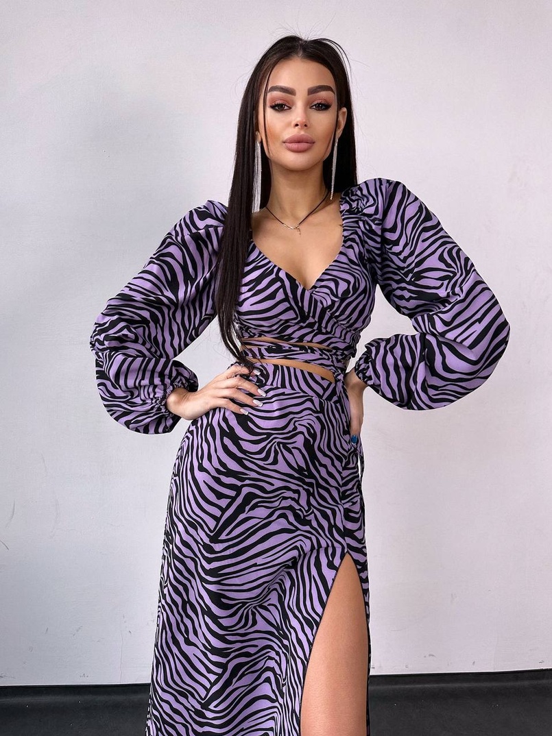 Комплект: топ із зав'язками на талії + спідниця міді з розрізом | PUSHKA SHOP