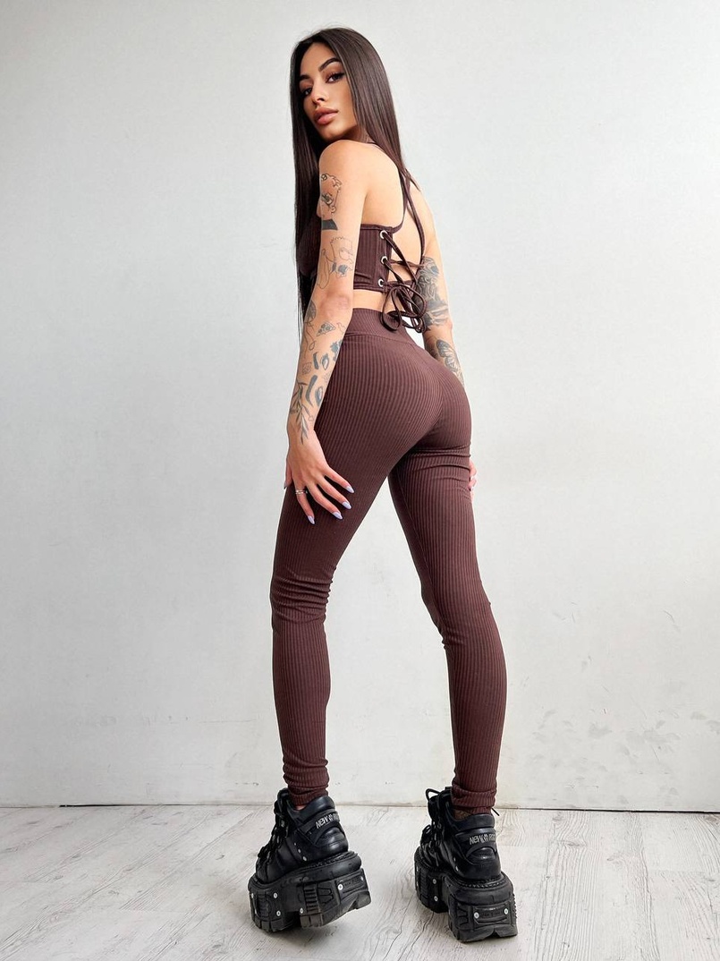Трикотажный комплект: корсетный топ на косточках + леггинсы | PUSHKA SHOP