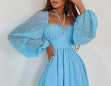 Шифоновое платье с завязками на груди  | PUSHKA SHOP