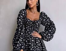 Сукня з квітковим принтом з воланами на ґудзиках  Сукня з квітковим принтом з воланами на ґудзиках  | PUSHKA SHOP