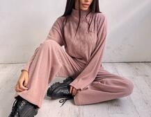 Повсякденний костюм із теплого трикотажу-рубчика | PUSHKA SHOP