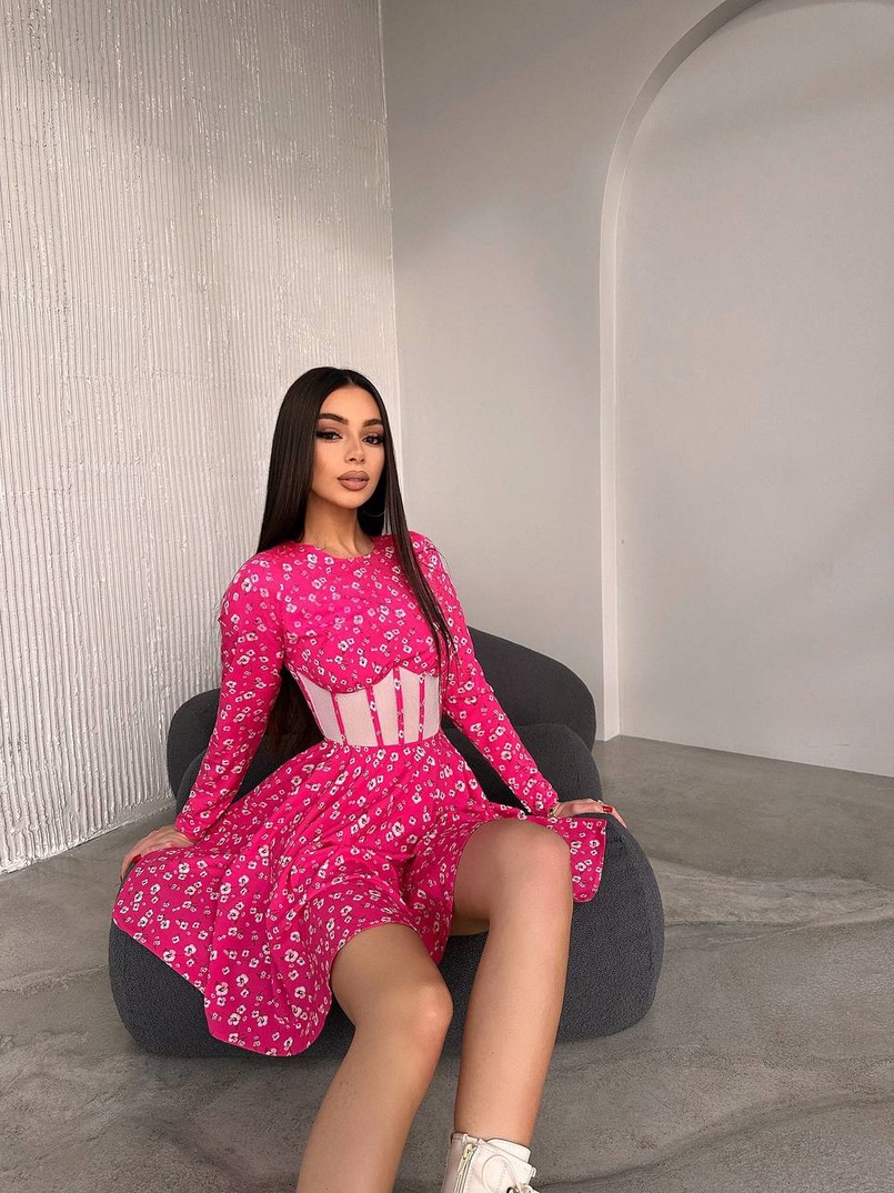 Приталена сукня з корсетною вставкою та спідницею-сонцем | PUSHKA SHOP