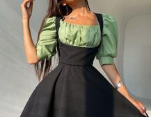 Платье с объемными рукавами из хлопка | PUSHKA SHOP