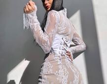 Комплект: мереживна сукня міні + корсет  | PUSHKA SHOP