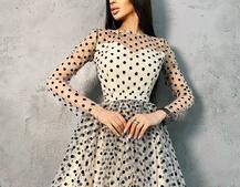 Платье мини в горох с пышной юбкой Платье мини в горох с пышной юбкой | PUSHKA SHOP