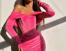 Оксамитова корсетна сукня міні, декорована стразами     Ручна робота  | PUSHKA SHOP