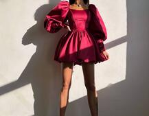 Сукня з обʼємними рукавами та спідницею балоном  | PUSHKA SHOP