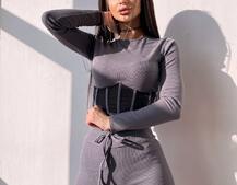 Трикотажний комплект: корсетний топ + легінси Трикотажний комплект: корсетний топ + легінси | PUSHKA SHOP