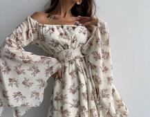 Шифонова сукня на підкладці з розкльошеними рукавами з асиметричною спідницею + корсет декорований стразами  | PUSHKA SHOP