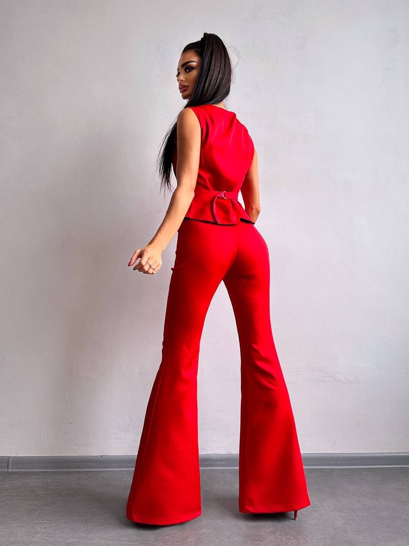 Костюм: піджак на підкладці, штани кльош+ жилет Костюм: піджак на підкладці, штани кльош+ жилет | PUSHKA SHOP