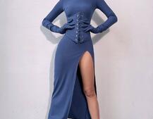 Комплект: трикотажне плаття- міді + корсет + рукавички | PUSHKA SHOP