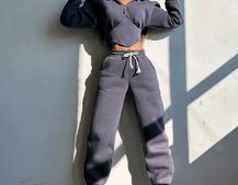 Комплект на флісі : худі з елементами корсету + штани  Комплект на флісі : худі з елементами корсету + штани  | PUSHKA SHOP