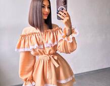 Сукня декорована мереживом | PUSHKA SHOP