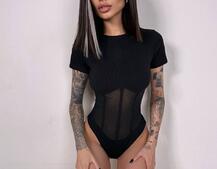 Трикотажне боді з сітчастою вставкою | PUSHKA SHOP