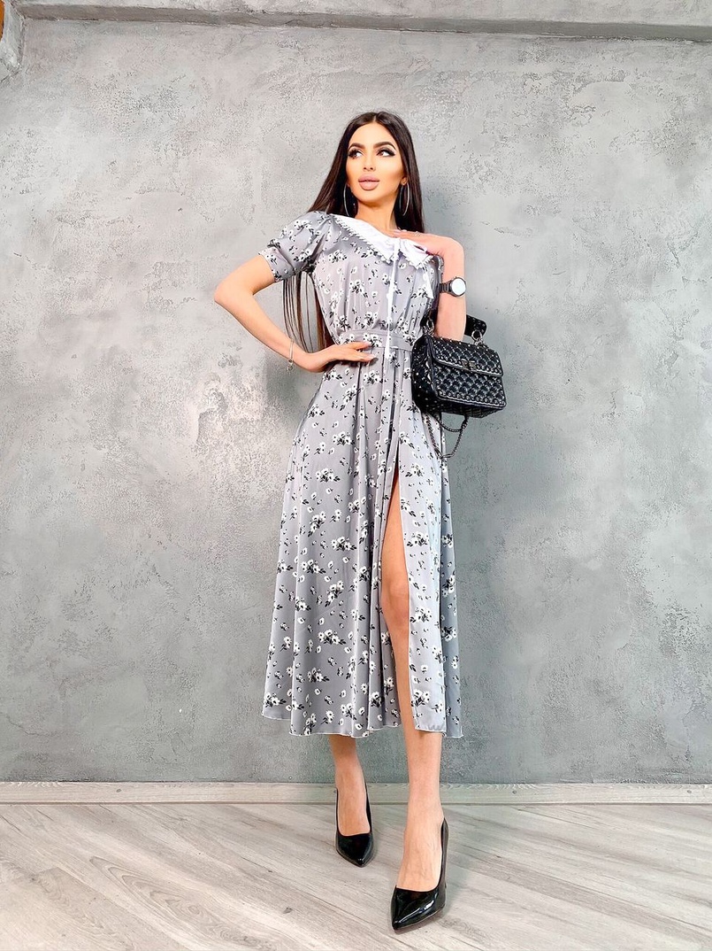 Шелковое платье со съёмным воротничком  | PUSHKA SHOP