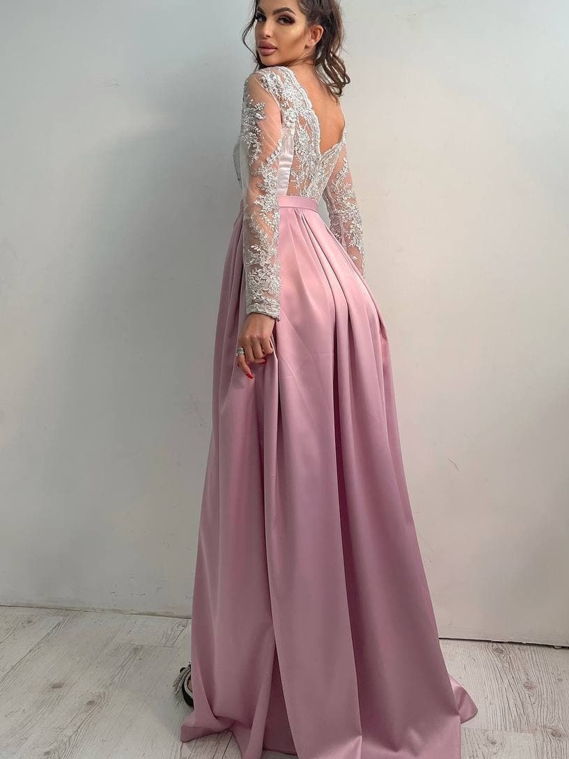 Платье макси с кружевным верхом и разрезом на юбке  Платье макси с кружевным верхом и разрезом на юбке  | PUSHKA SHOP