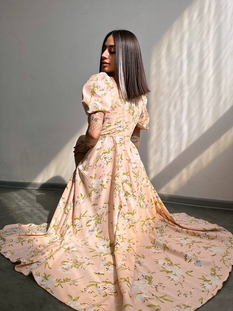 Сукня- міді  з квітковим принтом | PUSHKA SHOP