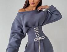 Худи на флисе + корсет на шнуровке  | PUSHKA SHOP