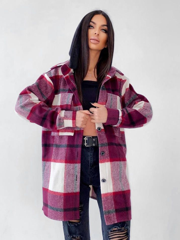 Кашемировая рубашка в клетку с капюшоном Кашемировая рубашка в клетку с капюшоном | PUSHKA SHOP