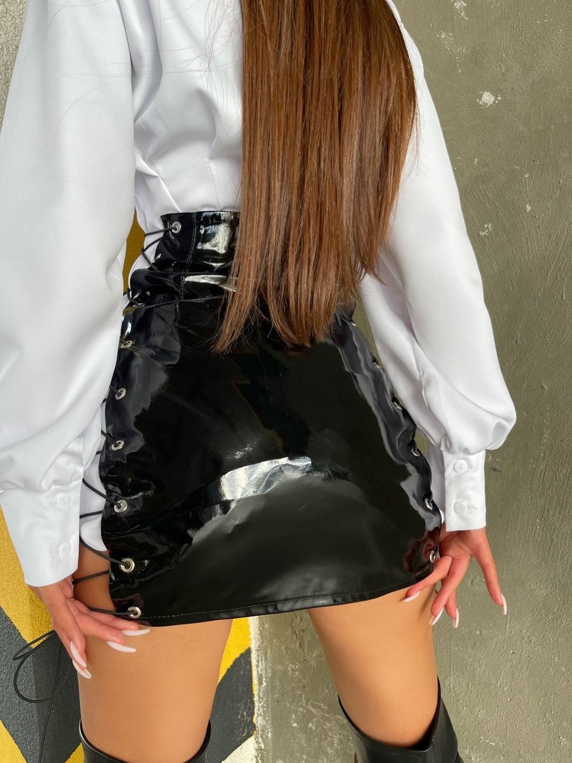 Приталена сорочка + спідниця зі шнурівкою  Приталена сорочка + спідниця зі шнурівкою  | PUSHKA SHOP