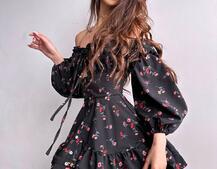 Сукня з квітковим принтом з воланами на ґудзиках  | PUSHKA SHOP