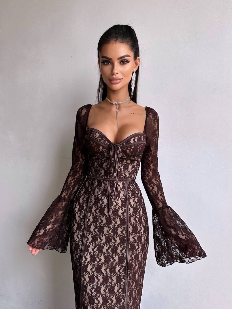 Мереживна сукня максі з чашечками    | PUSHKA SHOP