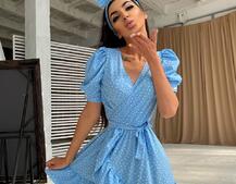 Милое платье в горошек с оборками + повязка на голову с бантом Милое платье в горошек с оборками + повязка на голову с бантом | PUSHKA SHOP