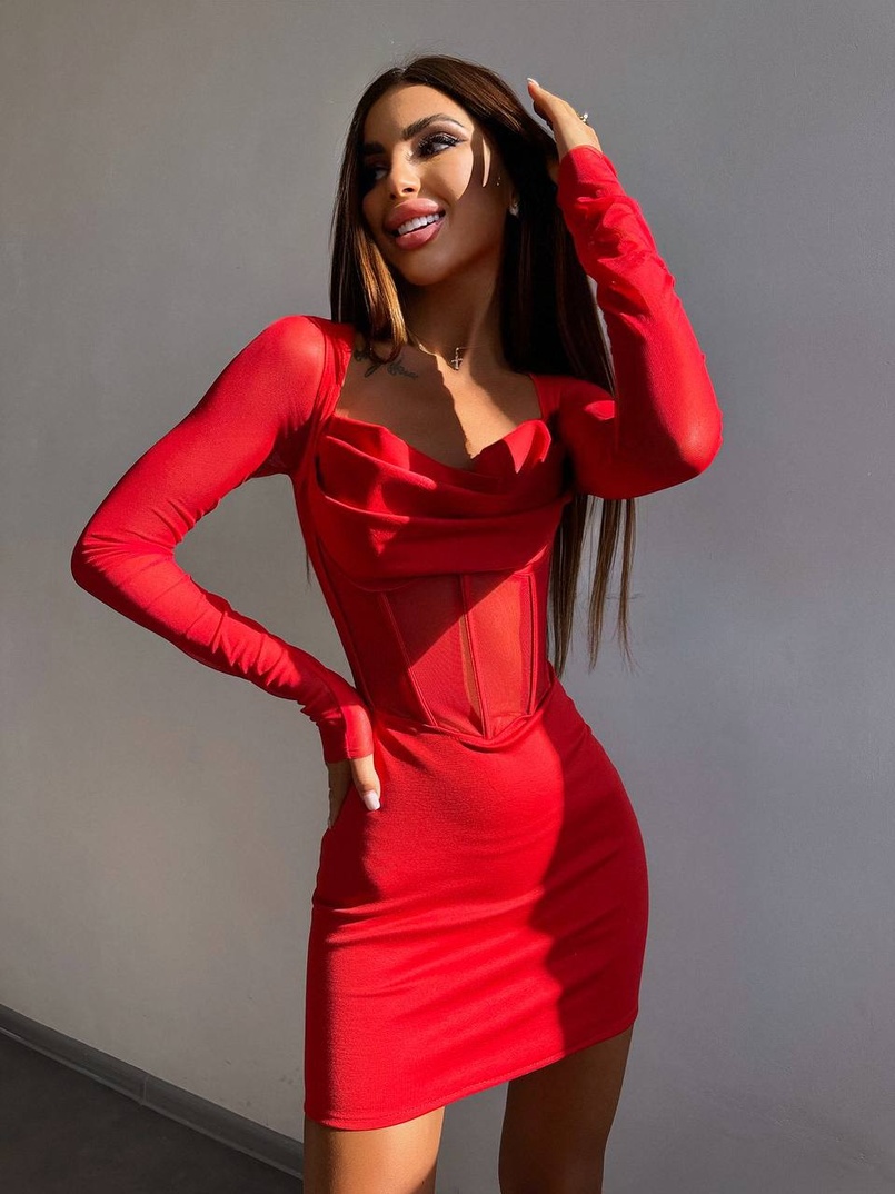 Сукня міні з філіжанками та елементами корсету  | PUSHKA SHOP