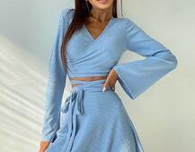 Комплект: топ с завязками на талии + юбка с запахом Комплект: топ с завязками на талии + юбка с запахом | PUSHKA SHOP