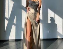 Комплект: корсет, декорований стразами + спідниця максі з драпіруванням  | PUSHKA SHOP