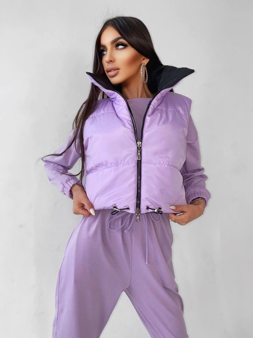 Комплект: комфортный трикотажный комбинезон   укорочённый двухсторонний жилет  | PUSHKA SHOP