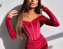 Оксамитова корсетна сукня міні, декорована стразами Ручна робота Оксамитова корсетна сукня міні, декорована стразами Ручна робота | PUSHKA SHOP