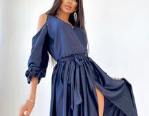 Шелковое платье макси с разрезом  | PUSHKA SHOP