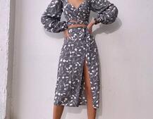 Комплект: топ із зав'язками на талії + спідниця міді з розрізом Комплект: топ із зав'язками на талії + спідниця міді з розрізом | PUSHKA SHOP