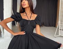 Летнее хлопковое платье с завязками на груди Летнее хлопковое платье с завязками на груди | PUSHKA SHOP