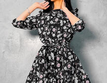 Милое цветочное платье с оборками Милое цветочное платье с оборками | PUSHKA SHOP