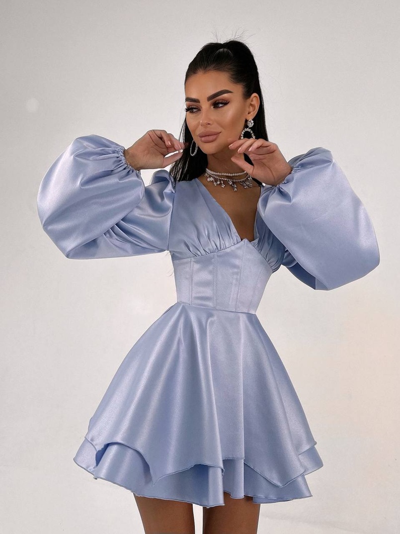 Атласна корсетна сукня  з пишною подвійною спідницею  | PUSHKA SHOP