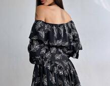 Сукня з асиметричною спідницею та воланами Сукня з асиметричною спідницею та воланами | PUSHKA SHOP