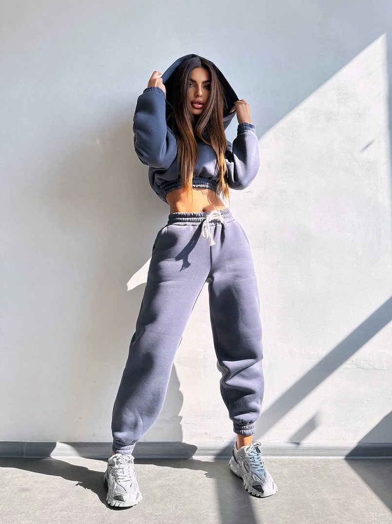 Базовий костюм на флісі з об'ємними капюшоном | PUSHKA SHOP