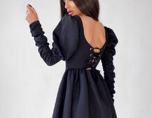 Платье-бюстье с объёмными рукавами и корсетными элементами На косточках, сзади на шнуровке. Платье-бюстье с объёмными рукавами и корсетными элементами На косточках, сзади на шнуровке. | PUSHKA SHOP