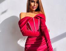 Оксамитова корсетна сукня міні, декорована стразами Ручна робота Оксамитова корсетна сукня міні, декорована стразами Ручна робота | PUSHKA SHOP