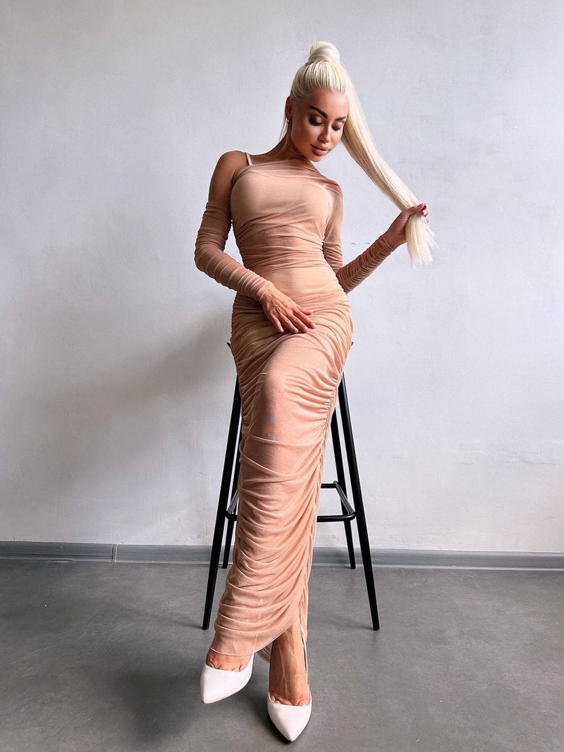 Сукня міді з драпіруванням   | PUSHKA SHOP