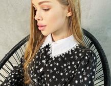 Платье-рубашка с воротничком, декорированным кружевом Платье-рубашка с воротничком, декорированным кружевом | PUSHKA SHOP